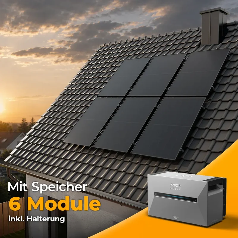 Solarkraftwerk 3000W mit Speicher Anker SOLIX 3 Pro - Komplettset Schrägdach
